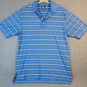 FJ FootJoy Striped Golf Polo Shirt Men Size XL Blue  Performance Polyester
